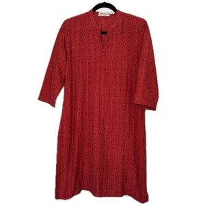 fabindia Crimson Red Cotton Textured Tunic Kurta